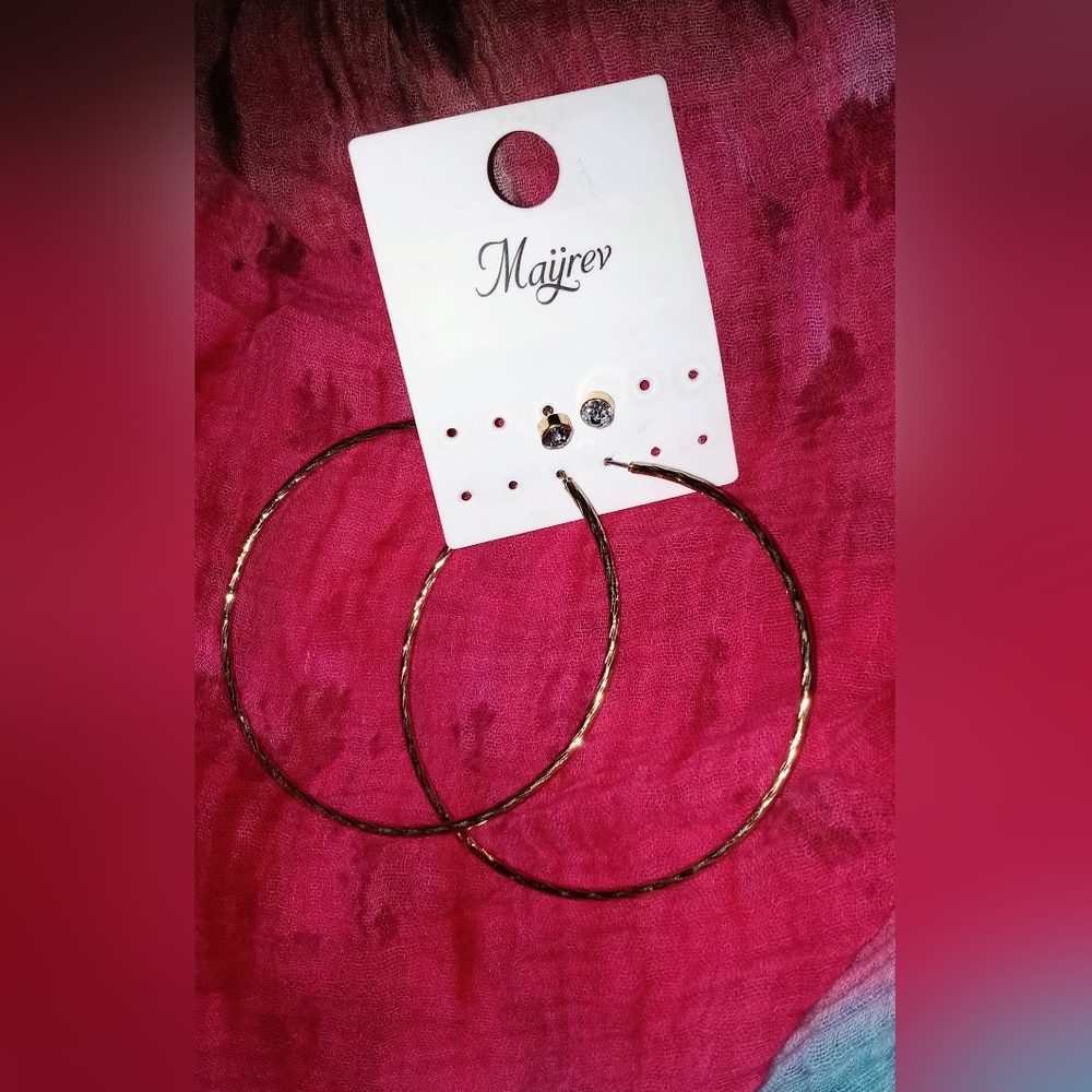 Mayrev Stylish Women's Large Hoops and a Pair of Studs Earrings